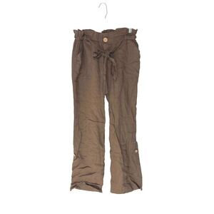 J.Crew‎ Pants Brown Basic Linen Paperbag Lagenlook Straight Leg Breathable Small